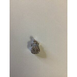 Sterling Silver 925 & Clear Cz Purse Handbag Charm Pendant Open And Close, 3.7G